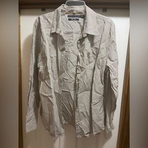 Tommy Hilfiger taupe and white stripe button up XXL OBO